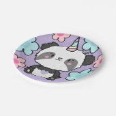 スイートパンダユニコーンガールズレインボー誕生日 ペーパープレート (アングル)