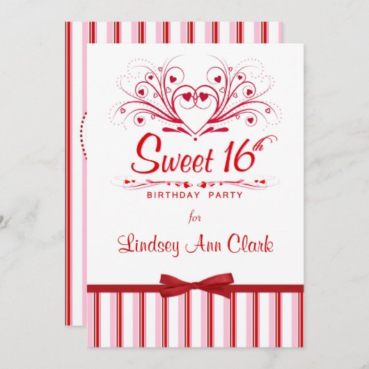 スイートパーソナライズされた16バースデーパーティ招待状 招待状 (正面/裏面)