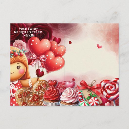 スイートパーティーイベントポストカード招待 Candy Land インビテーションポストカード (裏面)