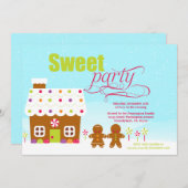 スイートパーティーギンジャーブレッドハウスの休日の招待 招待状 (正面/裏面)