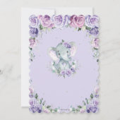 スイートパープルフローラ愛らしい象誕生日 招待状 (裏面)