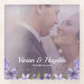 スイートパープルフローラ結婚ズ ガラスコースター (正面)