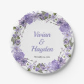スイートパープルフローラ結婚ズ ペーパープレート (正面)