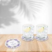 スイートパープルフローラ結婚ズ ラウンドペーパーコースター