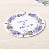 スイートパープルフローラ結婚ズ ラウンドペーパーコースター (アングル)