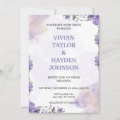 スイートパープルフローラ結婚式招待状 招待状 (正面)