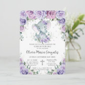 スイートパープルフローラ象《キリスト教》洗礼式や命名式バプテスマ 招待状 (スタンド正面)