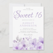 スイートパープルラベンダーガールズスウィート16誕生日 招待状 (正面)