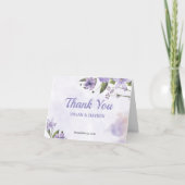 スイートパープル結婚フローラの折り畳みサンキューカード サンキューカード (正面)