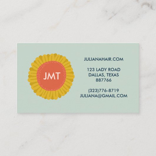 スイートヒマワリデイジーフラワーカスタムイニシャル 割引カード (裏面)