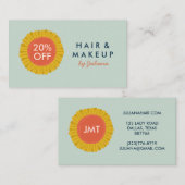 スイートヒマワリデイジーフラワーカスタムイニシャル 割引カード (正面/裏面)