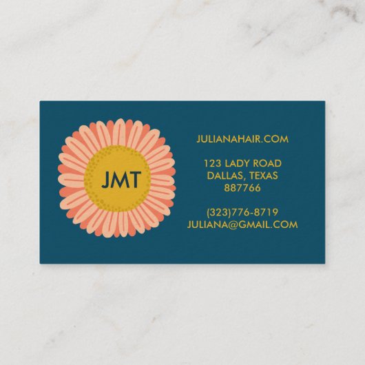 スイートヒマワリデイジーフラワーカスタムイニシャル 名刺 (裏面)