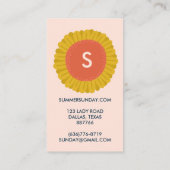 スイートヒマワリデイジーフラワーカスタムイニシャル 名刺 (裏面)