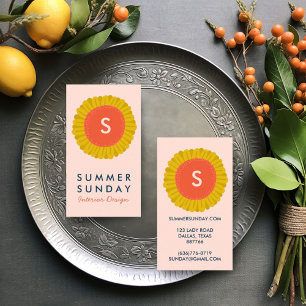 スイートヒマワリデイジーフラワーカスタムイニシャル 名刺