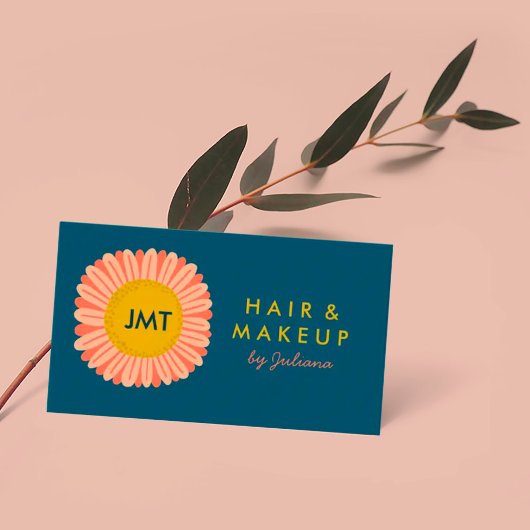 スイートヒマワリデイジーフラワーカスタムイニシャル 名刺