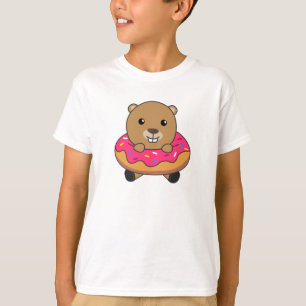 スイートビーバーキャンディズドーナッツピンク Tシャツ