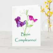 スイートピア誕生日カード – グリーティイタリアンング カード (黄色い花)