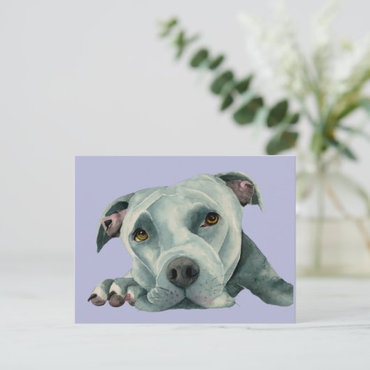 スイートピットブルドッグウォーター絵を描カラー ポストカード (スタンド正面)