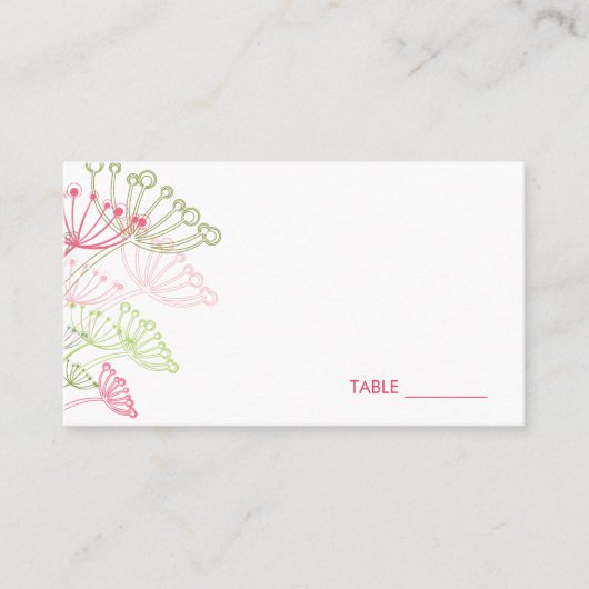 スイートピンクお洒落のタンポポのシックな結婚式パーティー プレイスカード (正面)