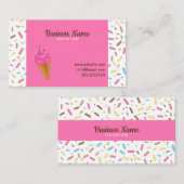 スイートピンクつや消しスプリンクルズアイスクリームショップ 名刺 (正面/裏面)