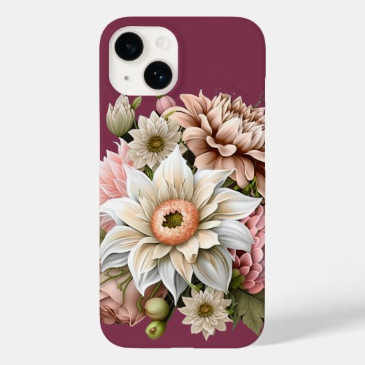 スイートピンクとクリーム花模様iPhoneケース Case-Mate iPhoneケース (裏面)