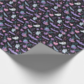 スイートピンクとパープルハロウィーンのこうもりと幽霊 ラッピングペーパー (角)