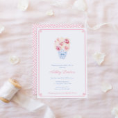 スイートピンクとブルーの小さな女の子ベビーシャワーパーティー 招待状