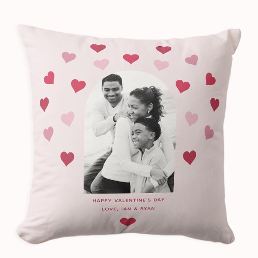 スイートピンクと赤いハートパターン（の模様が）ある写真バレンタイン クッション