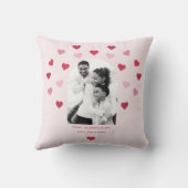 スイートピンクと赤いハートパターン（の模様が）ある写真バレンタイン クッション (裏面)