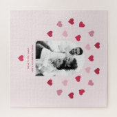 スイートピンクと赤いハートパターン(の模様が)ある写真バレンタイン ジグソーパズル (横)