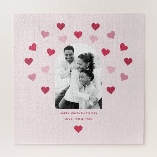 スイートピンクと赤いハートパターン(の模様が)ある写真バレンタイン ジグソーパズル (縦)
