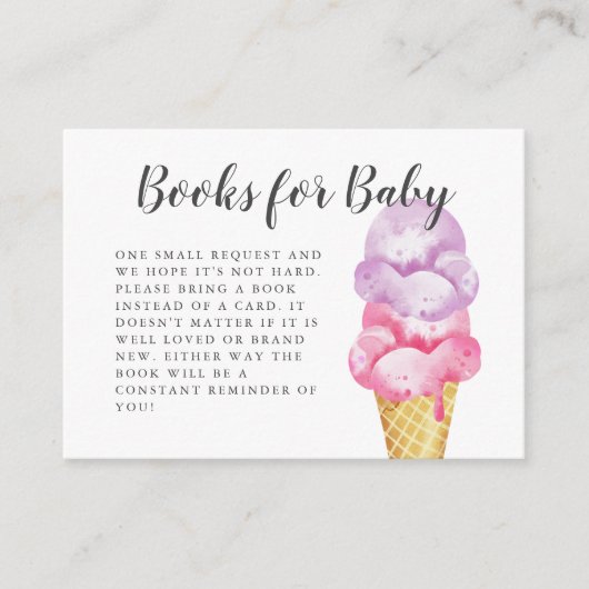 スイートピンクのアイスクリームベビーシャワー予約リクエスト エンクロージャーカード (正面)