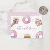 スイートピンクのカップケーキ&ドーナツ赤ちゃんシャワーありがとう ノートカード (正面/裏面インサイチュ)