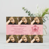 スイートピンクのキャリッジ6枚のフォトバースデーパーティー招待状 招待状 (スタンド正面)