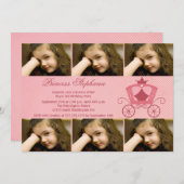 スイートピンクのキャリッジ6枚のフォトバースデーパーティー招待状 招待状 (正面/裏面)