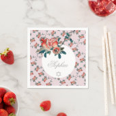 スイートピンクのザクロの名前を付けるユダヤ人のベビーガール スタンダードカクテルナプキン (インサイチュ)