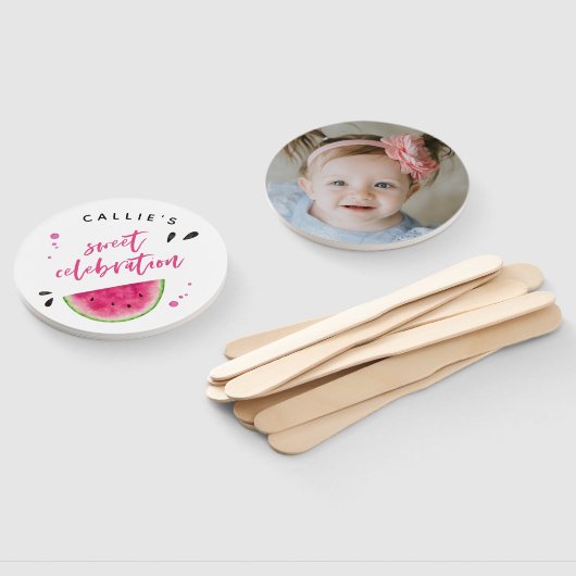 スイートピンクのスイカ誕生日パーティーの写真 ハンドファン (組立なし)