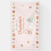 スイートピンクのデザート子供の誕生日パーティー歓迎 横断幕 (縦)