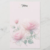 スイートピンクのバラ 便箋 (正面)