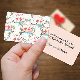 スイートピンクのフラミンゴスバレンタインの子供カード ノートカード