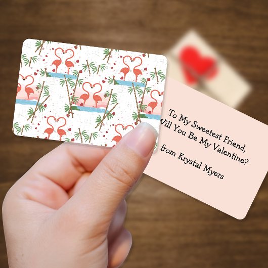 スイートピンクのフラミンゴスバレンタインの子供カード ノートカード