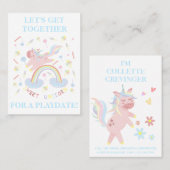 スイートピンクのユニコーンプレイデイトモミーのコールカード 名刺 (正面/裏面)