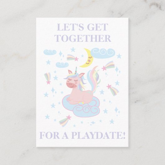 スイートピンクのユニコーンプレイデイトモミーのコールカード 名刺 (正面)