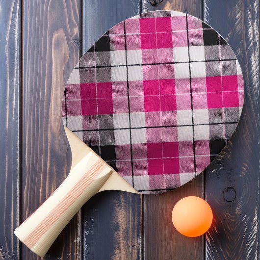 スイートピンクの格子縞 卓球ラケット