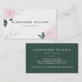 スイートピンクの水カラーバラ 名刺 (正面/裏面)