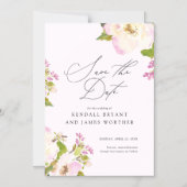 スイートピンクの水色バラ保存日 マグネット招待状 (正面)