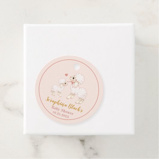 スイートピンクの羊の赤ちゃんシャワーありがとう フェイバータグ (インサイチュ)
