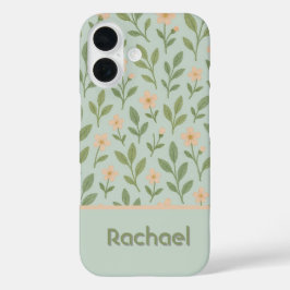 スイートピンクの花モノグラム iPhone 16ケース