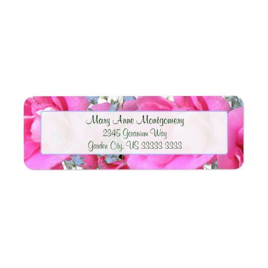 スイートピンクの花差出人住所ラベル ラベル (正面)
