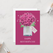 スイートピンクアジサイフローラハッピーマザーズデイ カード (正面/裏面インサイチュ)